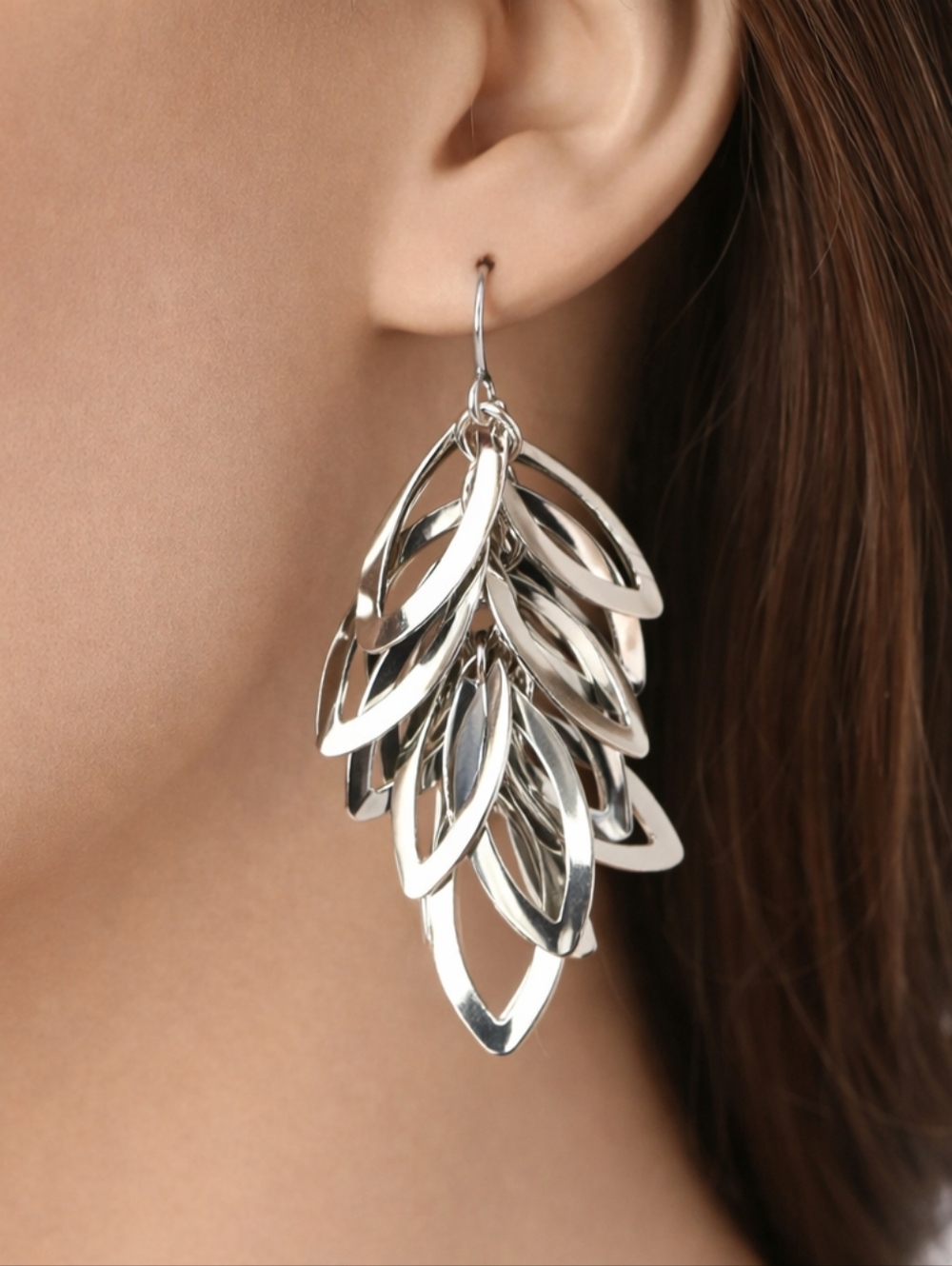 2/$30 Silver Tone Hoops Cluster Design Drop 2-in Earrings - Women Jewelry